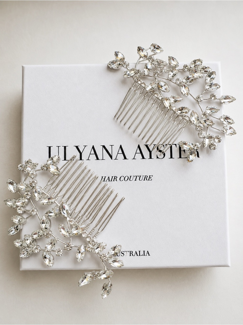 ULYANA AYSTER AMILIA Silver Crystal Bridal Hair Comb Set